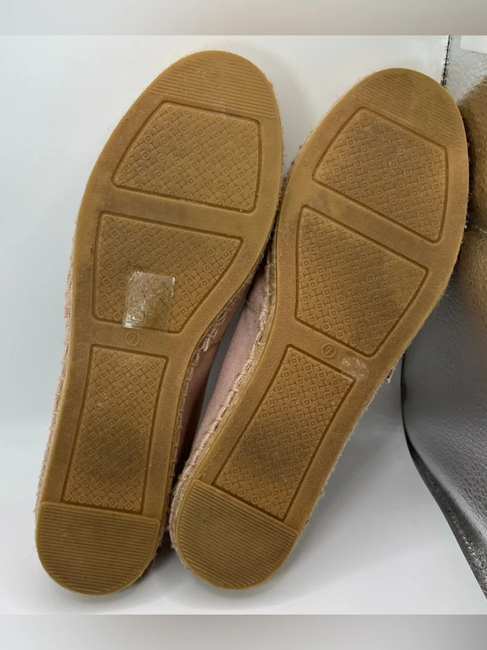 Tory Burch Ines Espadrille Poppy Pink Canvas Patent Leather Logo Flats Womens 7M